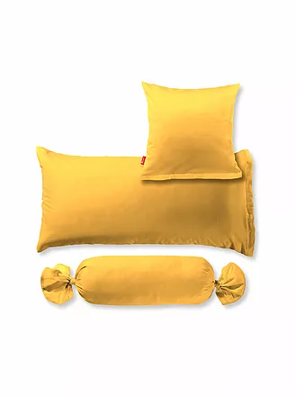 FLEURESSE | Satin-Kissenbezug "Royal Uni" 2-er 40x80cm (Vanille) | gelb